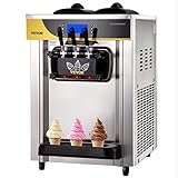 VEVOR Máquina de Helados Comercial 2200 W Máquina de Helado Suave Plata 22-30L por Hora Máquina para Hacer Helados Suaves 74,5 x 54 x 86 cm en Cafeterías, Buffets, Tiendas de Bebidas, Restaurantes