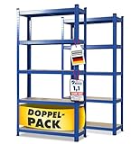 Floordirekt Estantería para Cargas Pesadas. Juego de 2 Unidades. Color Azul. 200 x 100 x 50 cm. sin Tornillos. para sótano. de Almacenamiento. para Taller. Banco de Trabajo. 5 estantes Ajustables