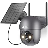 ANRAN 2K Camara Vigilancia WiFi Exterior Solar, Detección de Movimiento PIR, Visión Nocturna a Color, Audio Bidireccional, Cámara 360 Exterior, Alarma de Luz y Sonido, Compatible con Alexa, Q01 Gris