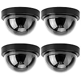 Cámara Simulada 4PCS Cámara de Simulación de Cúpula CCTV Falsa Cámara de Seguridad con Luz Intermitente de Advertencia Led Adecuado para Supermercados Hoteles Estacionamientos(Negro)