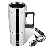 HERCHR Hervidor eléctrico del Coche del Viaje de 12v/24v 300ml, Taza de la calefacción del Coche del Acero Inoxidable para el Agua, té, café, Leche(24V)