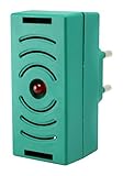 Ahuyentador electrónico de moscas, funcionamiento por ultrasonido, diseño compacto, ideal para mantener espacios libres de insectos.
