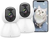 ANTELA Cámara Vigilancia WiFi Interior 2.4/5GHz, Cámara IP WiFi Interior 1080P, 355°/90°PTZ, Audio bidireccional, Visión Nocturna IR, Detección de Movimiento, Compatible con Alexa/Google Home (2pcs)