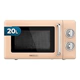 Cecotec Microondas Mecánico de 20 L Proclean 3010 Retro Beige. 700 W en 6 Niveles, Temporizador hasta 30 Minutos, Modo Descongelación, Diseño Vintage en Beige, Acabados en Acero