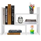 Hossejoy Estantería de pie ajustable, estantería para libros, estantería de madera, para oficina, sala de estar (blanco)