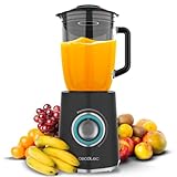 Cecotec Batidora de Vaso Power Black Titanium 1300Max W. 1300 W, 2 Velocidades, Cuchilla de 4 Hojas Con Recubrimiento de Titanio Negro, Jarra de 1,5 L, Función Pulse Tritura y Pulveriza, Picahielo