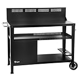 BBQ-Toro Carro de barbacoa 125 x 57 x 104 cm | Negro | Mesa de barbacoa con gran superficie de trabajo, mesa auxiliar con protección contra el viento, carrito para barbacoa al aire libre, carrito de