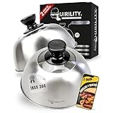 QUIRILITY | Campana Para Hamburguesas Acero Inoxidable 304. Set 2 Campanas Queso Derretido y Barbacoa con Ventana Transparente y Agarre Ergonómico Antiquemaduras. Complemento Ideal Smash Burger Kit
