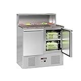 GGM Gastro Enfriador de Ensaladas ECO - 2 Puertas - 5x GN 1/6 - 240 Litros - 170 W - Tapa de Acero Inoxidable - Termostato Digital - Bajo Consumo - Plateado - SAG97GND#07