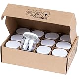 DIY Creation - 12 Vasos Yogurtera impermeables con Tapa - Tarros de Cristal universales sin BPA – Botes para máquinas de Yogur y robot de multicocina - Yogurtera 12 Tarros – 125 g/143 ml