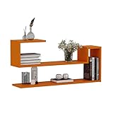 HOMIDEA Wave Estantería de Pared - Naranja - Estantería de Madera - Estantería para Libros para el salón y el Estudio de diseño Moderno