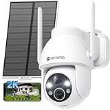 YESYAMO 2K Cámara Vigilancia WiFi Exterior Solar con Batería, Panel Solar, 2.4GHz Wi-Fi Cámara Exterior Solar IP66, 360° PTZ, Visión Nocturna Color, Audio Bidireccional, PIR Sirena, Blanca