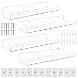 KYYGKY 4 PCS Estantes Flotantes, Estanterias Pared de Acrílico, Baldas Flotantes Pared Invisible, Repisas para Pared con Tornillos para Salon Cocina Dormitorio (Blanca,30 * 10CM)