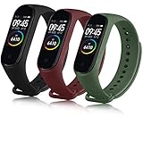 Oumida Correa Compatible con Xiaomi Mi Band 4 Xiaomi Mi Band 3, Pulseras Reloj Recambio Silicona Suave Original para Xiaomi Mi Smart Band 4 (Negro/Vino Rojo/Verde Musgo)