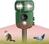 Repelente de Gatos, ahuyentador de pájaros, disuasión Solar ultrasónico, Parada de Animales, Gatos, Ratas, Perros, pájaros, Zorros y Otros, Repelente al Aire Libre para Animales con LED Intermitentes