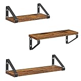 VASAGLE Estantes de Pared, Estantes Flotantes, Juego de 3, 2 Formas de Montaje, Estantes Decorativos, para Salón, Baño, Cocina, Marrón Rústico y Negro Mate LWS33BX