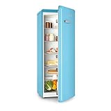 Klarstein Irene XL - Refrigerador 242 L, Regulable no gradual de 0 a 10 °C, Diseño retro, Vint-Age Concept, 4 niveles, Iluminación interior, Pies de altura regulable, Clase A+, Azul