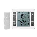 HUIOP Termómetro digital inalámbrico para refrigerador, alarma sonora, termómetro para interiores y exteriores con sensor, termómetro para congelador, registro de temperatura mínima/máxima
