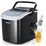 ecozy Máquina de Hielo, 12 Kg/24 Koras, 9 Cubitos de Hielo en 6 Minutos, 2 Tamaños de Hielo, Máquina de Hielo Autolimpiante, Maquina de Hielo Portátil Para Casa el Hogar/Fiesta/Cocina/Bar