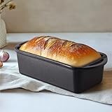Navaris Olla para Hornear Pan - Cacerola Rectangular Esmaltada 26 x 12 x 7 cm de Hierro Fundido para Horno BBQ Vitrocerámica Inducción - Cazuela sin Tapa - Negro