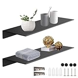 XIAQICA 2 Piezas Estante Pared Negro 30cm Estantes Flotantes Estantes de Pared Metálicos Repisas para Baño con Tornillo Repisas de Pared Dormitorio para Salon Antioxidante Estanteria Baño Pared