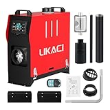 LIKACI Calefactor diésel Todo en uno, 5 KW-8 kW, 12 V/24 V, portátil, con Pantalla LCD Mejorada y Mando a Distancia, Calentamiento rápido, para autocaravanas, remolques, Camiones, Color Rojo