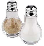 APS Salero y Pimentero, Juego de 2, Salero y Pimentero de Cristal con Tapa de Acero Inoxidable, 6 x 6 cm, 10 cm de Altura