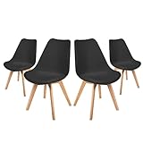 Mc Haus Lena Black x4 - Pack de 4 sillas de Comedor, diseño nórdico con Asiento Acolchado y Respaldo ergonómico