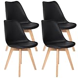 T-LoVendo Pack de 4 Sillas Comedor Nórdico, Sillas de Cocina Nórdicas con Patas de Madera Maciza de Haya y Asiento Acolchado y Tapizado, Respaldo Ergonómico …