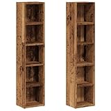 vidaXL Estanterías para CD 2 uds Madera Envejecida 21x16x93,5 cm, estantería, Estante para CD, Armario de CD, estantería para CD