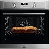 Electrolux EOF3H54X Horno Multifunción con limpieza fácil, 9 funciones, Cavidad XXL, Display LED Blanco, Mandos Escamoteables, 2 cristales, Cocción en 3 niveles, 72 Litros, Inox, Clase A+