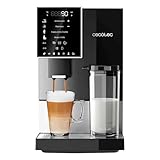 Cecotec Cafetera Superautomática Cremmaet Compactccino Black Silver, 19 Bares, Sistema Thermoblock, Grano recién molido con Plug&Play, Depósito 150gr café con molinillo, 1,1 L agua, 400ml leche