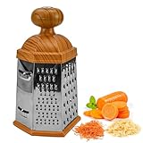 HEKOBAG 6 Lados Ralladores de Cocina, Rallador Manual de Acero Inoxidable con Base y Asa Antideslizantes, Rallador de Queso Esencial de Cocina para Rallado Grueso, Mediano, Fino, Ultrafino y Raspado