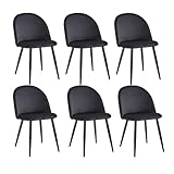 JZGORC Pack de 6 Silla de Comedor, Silla de Comedor de Terciopelo Suave, Silla de Cocina con Patas de Metal, Silla de Comedor Moderna con Almohadilla Protectora Ajustable - Negro