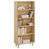 WOLTU Estanteria Libreria con 5 Niveles, Libreria para Habitacion, Estanteria Biblioteca para Libros, Estanteria de Almacenamiento para Salón, Dormitorio y Oficina, 60x24x144 cm, Roble Claro, SK022hei