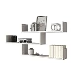 Selsey Balda Flotante IT 3 Niveles Repisas IT Pared MoITrnas para Salón Dormitorio 119 x 55 x 18 cm Blanco Kassi