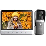 TMEZON Videoportero 4 Hilos,Timbre Video Sistema de intercomunicación con 7 zoll Monitor y Timbre con Cable,Vista en Vivo y conversación, Desbloqueo por Monitor Interior,16 Tonos de Llamada