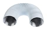 Blanco Ø 100mm Tubo Redondo Flexible y Extensible Hasta 1.5m de Aluminio, para Campana de Extractor, Ventilación y Acondicionado de Aire