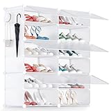 YIHATA Zapatero, 12 Compartimentos (2 x 6) para 24 Pares, Armario Paneles de Plástico, para Dormitorio Sala de Estar, Recibidores, Blanco, Modular, Estantería, 30 x 40 x 30 cm Cada Cubo