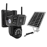 Cámaras de Seguridad WiFi con Batería de Doble Lente y Energía Solar 4K, Cámara de Vigilancia Exterior HD de 8MP y 4G con Detección Humana para el Hogar