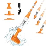 PoolyPoly Aspirador de Piscina Inalámbrico con Batería Recargable, 3 en 1 Limpiafondos de Piscina, Aspiradora Manual para Spas, Jacuzzi, Piscinas Pequeñas - Tiempo de Ejecución 90 Minutos, Naranja