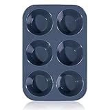 SUPER KITCHEN Grande Molde de Silicona para 6 Magdalenas, Bandejas para Hornear Muffin con Recubrimiento Antiadherente para Muffins, Cupcake, Brownie, Pudín 27,8 x 19 x 5 cm (Gris)