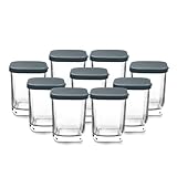 Lacor - 69438 - Vasos Yogurtera, Tarro de Cristal Transparente, 9 Unidades, Apto para Lavavajillas, Libre BPA, Capacidad: 170 ml