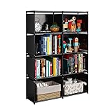 JIUYOTREE Estanterías de Cubos Estantería Modular Librería Abierta con 8 Cubos Adecuado para Estudio, Sala de Estar, Dormitorio, Negro