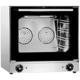 MBH - Horno de pan eléctrico profesional 4 bandejas 435x315 mm para hostelería. Horno industrial de doble turbinas para panadería y pastelería.