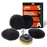 SPTA (diámetro 80 mm) Boina de pulir de lana de cordero adhesivo Juego de almohadillas de pulido Funda pulidora de lana autoadherente para coche Máquina Pulidora Limpieza Cuidado del habitáculo coche