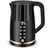 ForMe Hervidor Eléctricos de Acero Inoxidable 1,7 L Selección de Temperatura de 40-100 C LED Indicador Digital de Temperatura I Función de Mantener Caliente Tetera I Cristal Hervidora Libre de BPA