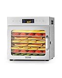 VEVOR Deshidratador de Alimentos 8 Bandejas de Acero Inoxidable Secador de Alimentos Eléctrico 400 W con Temperatura Ajustable y Temporizador de 24 Horas para Cecina, Frutas, Verduras, Hierbas