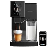 Cecotec Cafetera Superautomática Compacta con Wifi Cremmaet Compactccino Connected Black Silver. 1350W, 19 Bares, Pantalla TFT y APP, Molinillo, Tanque de Leche 400ml y 1L de Agua