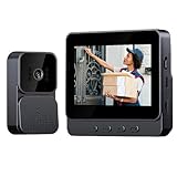 Timbre de Video Inalámbrico con Cámara 1080P Videoportero Inalámbrico con Pantalla IPS de 4,3 Pulgadas de Video,Audio Bidireccional,Visión Nocturna,IP65 Impermeable,70° Gran Angular,No Requiere WiFi